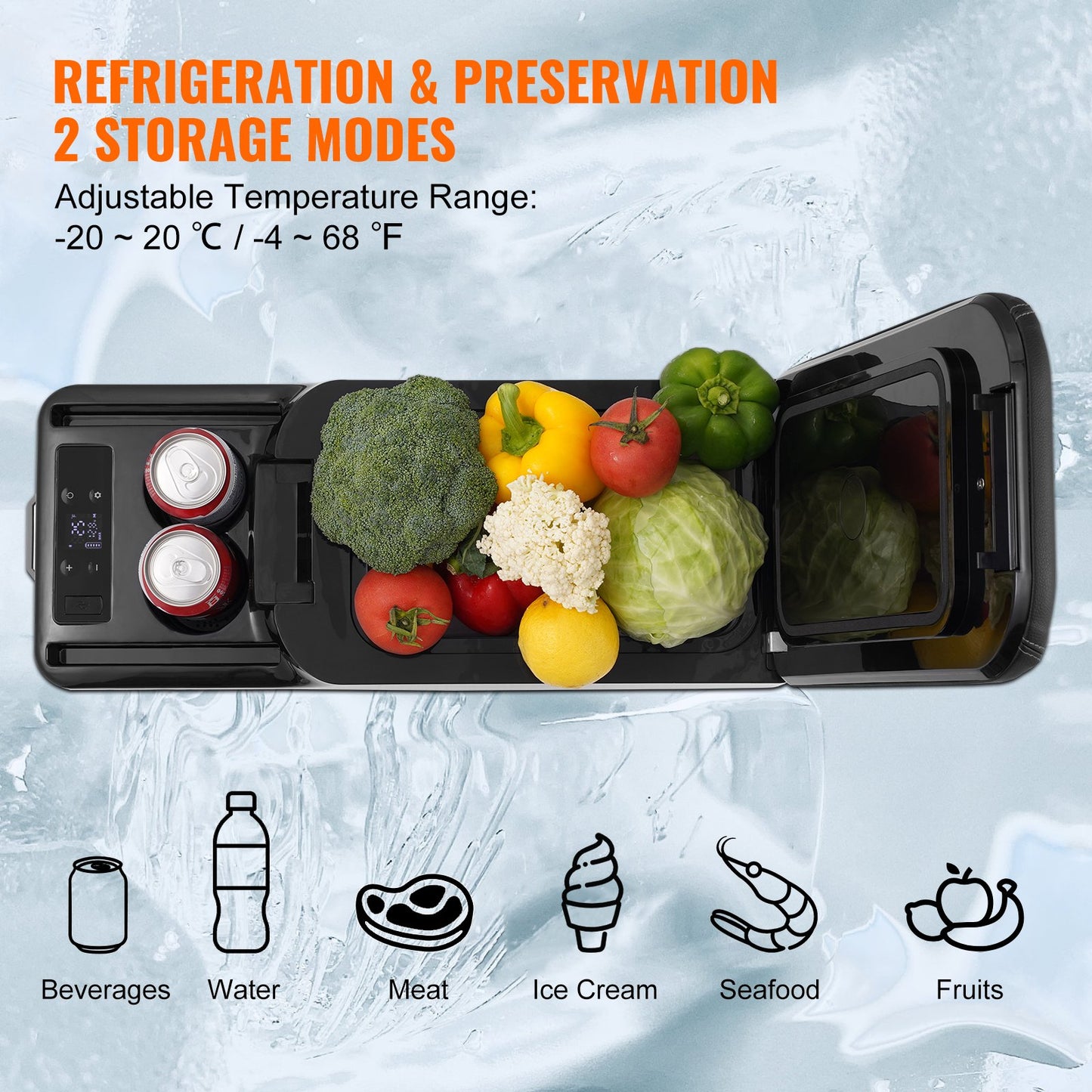 Portable Car Refrigerator Freezer Compressor 15L Single Zone for Car Home