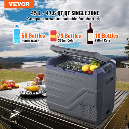 Bärbar Bil Kylskåp Frys Kompressor 45 L Single Zone för Bil Hem