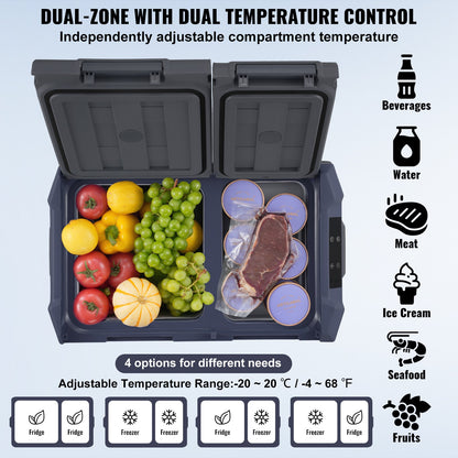 Portable Car Refrigerator Freezer Compressor 40 L Dual Zone for Motorhome