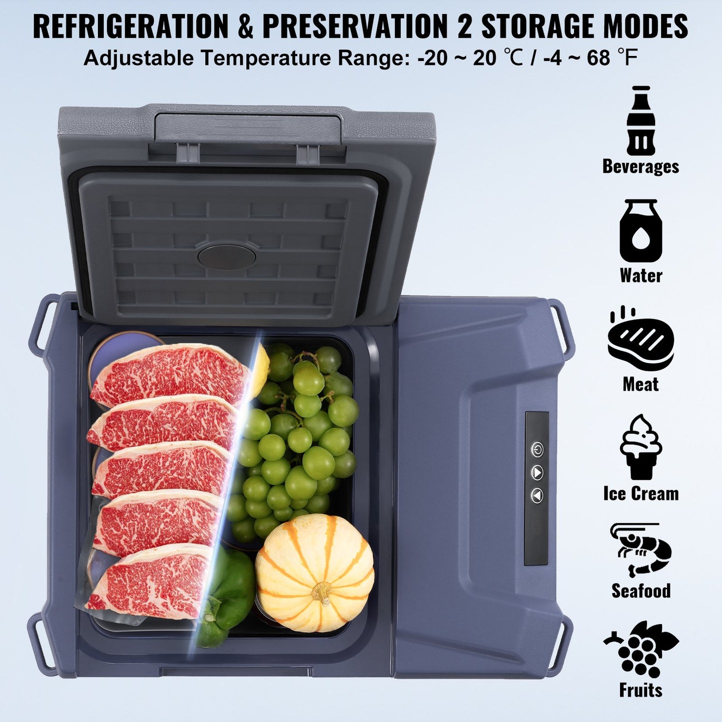 Portable Car Refrigerator Freezer Compressor 9 L Single Zone for Car Home