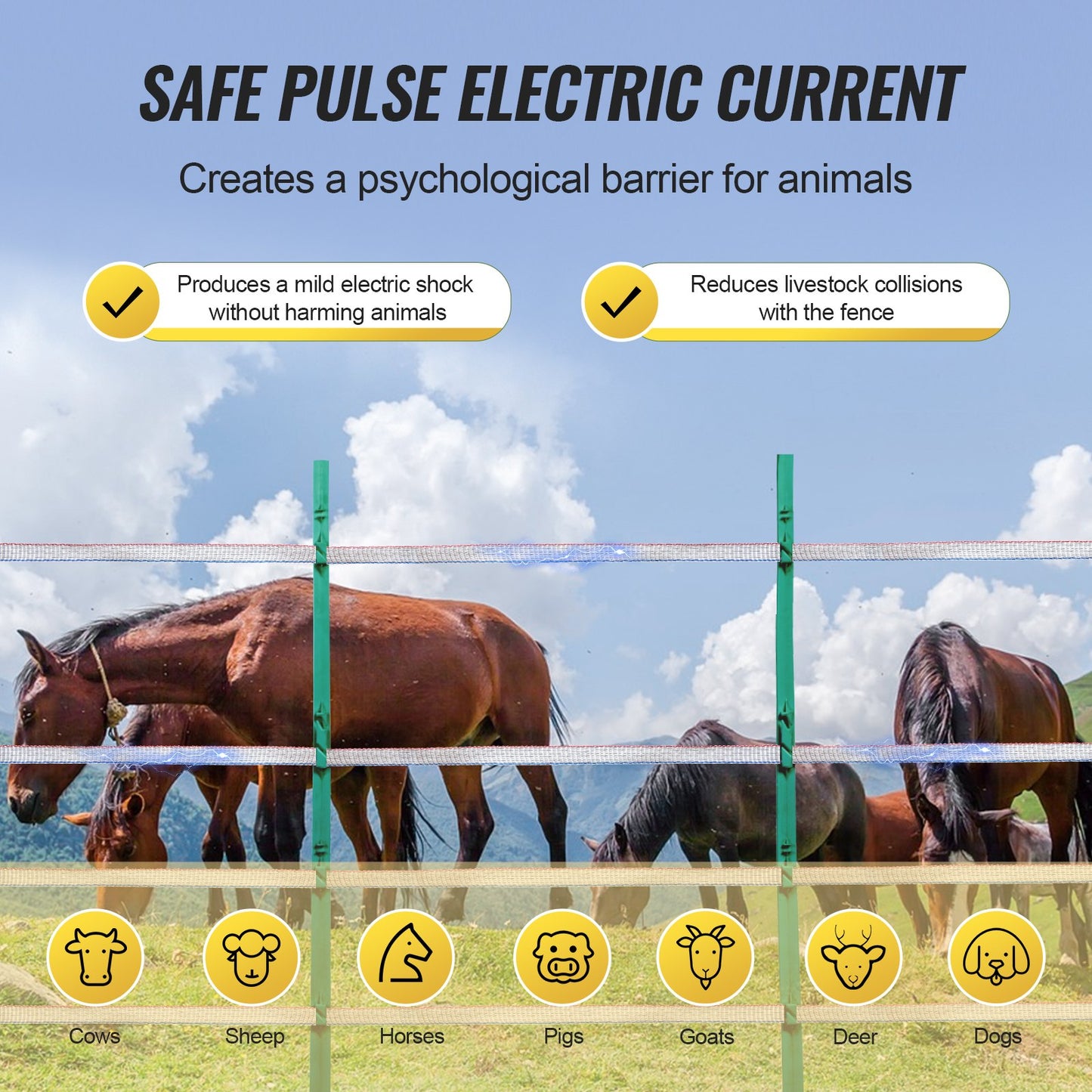 1640Ft 500M Electric Fence Tape Fencing Poly Tape Horse Cattle Livestock