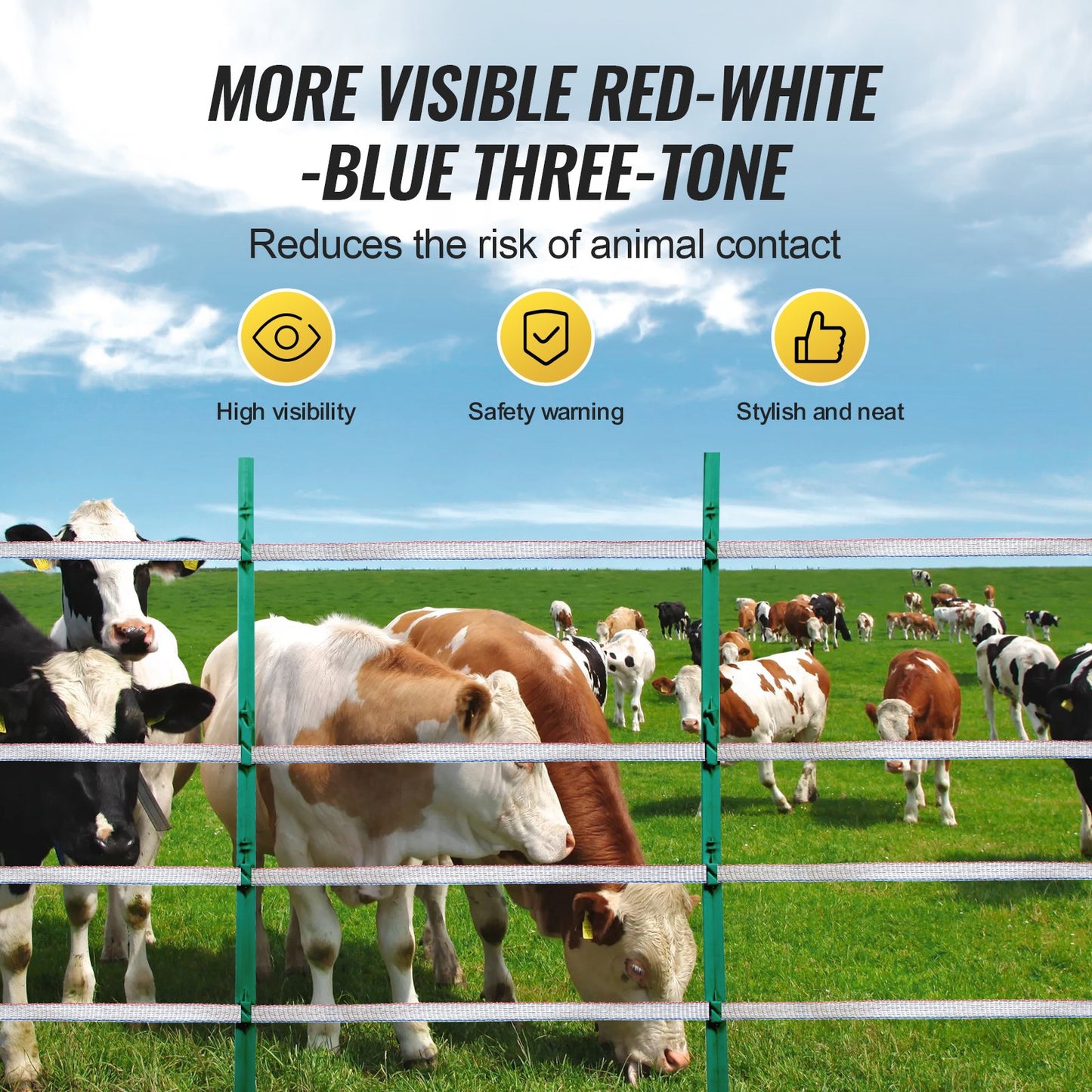 1640Ft 500M Electric Fence Tape Fencing Poly Tape Horse Cattle Livestock