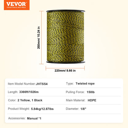 3366Ft 1026M Electric Fence Wire Fence Polywire Horse Cattle Livestock