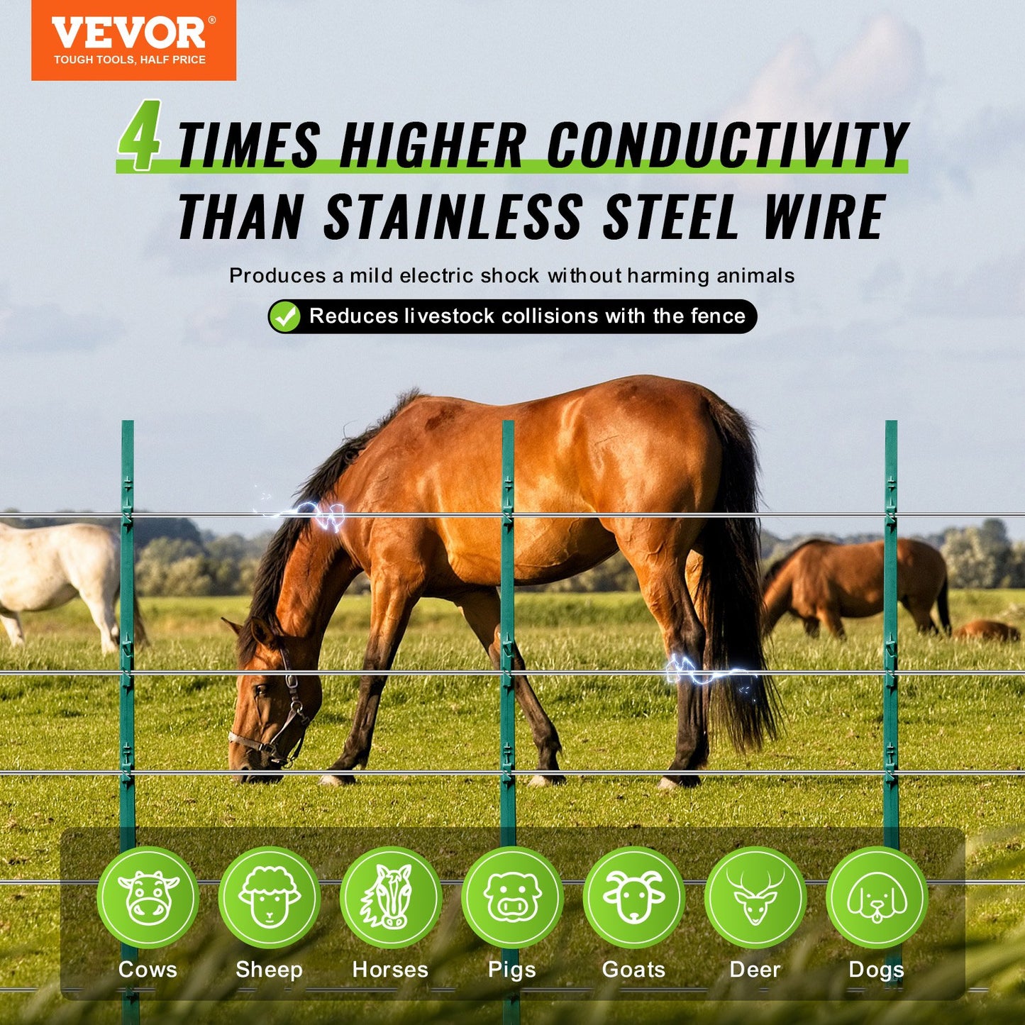 1640Ft 500M Aluminum Wire for Horse Livestock Electric Fencing