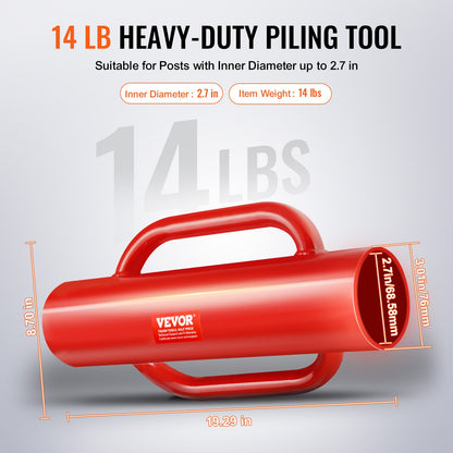 Fence post driver with handle 2.7 in inner diameter T post pounder