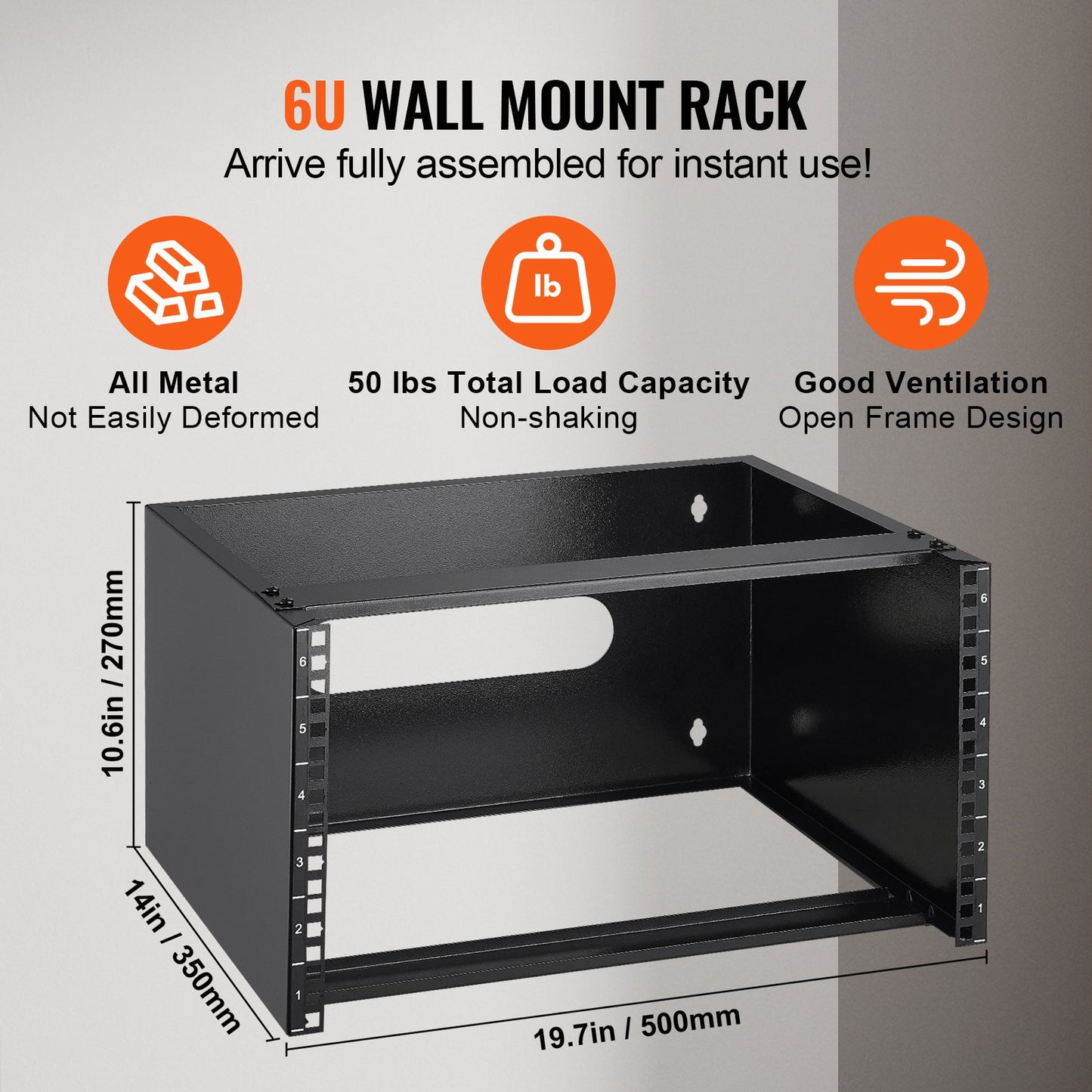 6U-Netzwerk-Rack zur Wandmontage, 14 Zoll/355,6 mm tiefes Server-Rack, 50 lbs/22,68 kg