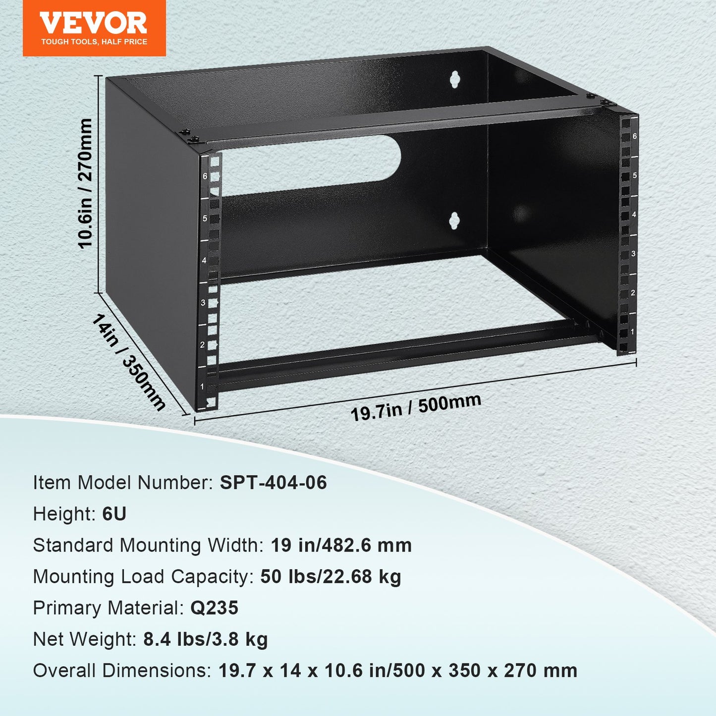 6U-Netzwerk-Rack zur Wandmontage, 14 Zoll/355,6 mm tiefes Server-Rack, 50 lbs/22,68 kg