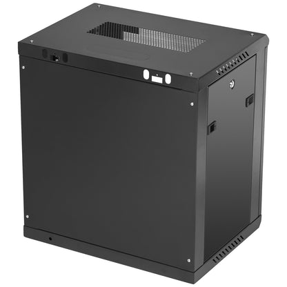 12U väggmonterad nätverksserverskåp, 15,5'' djup, serverrackskåp, 200 lbs Max. Markmonterad belastningskapacitet, med sidopaneler av låsande glasdörr, för IT-utrustning, A/V-enheter