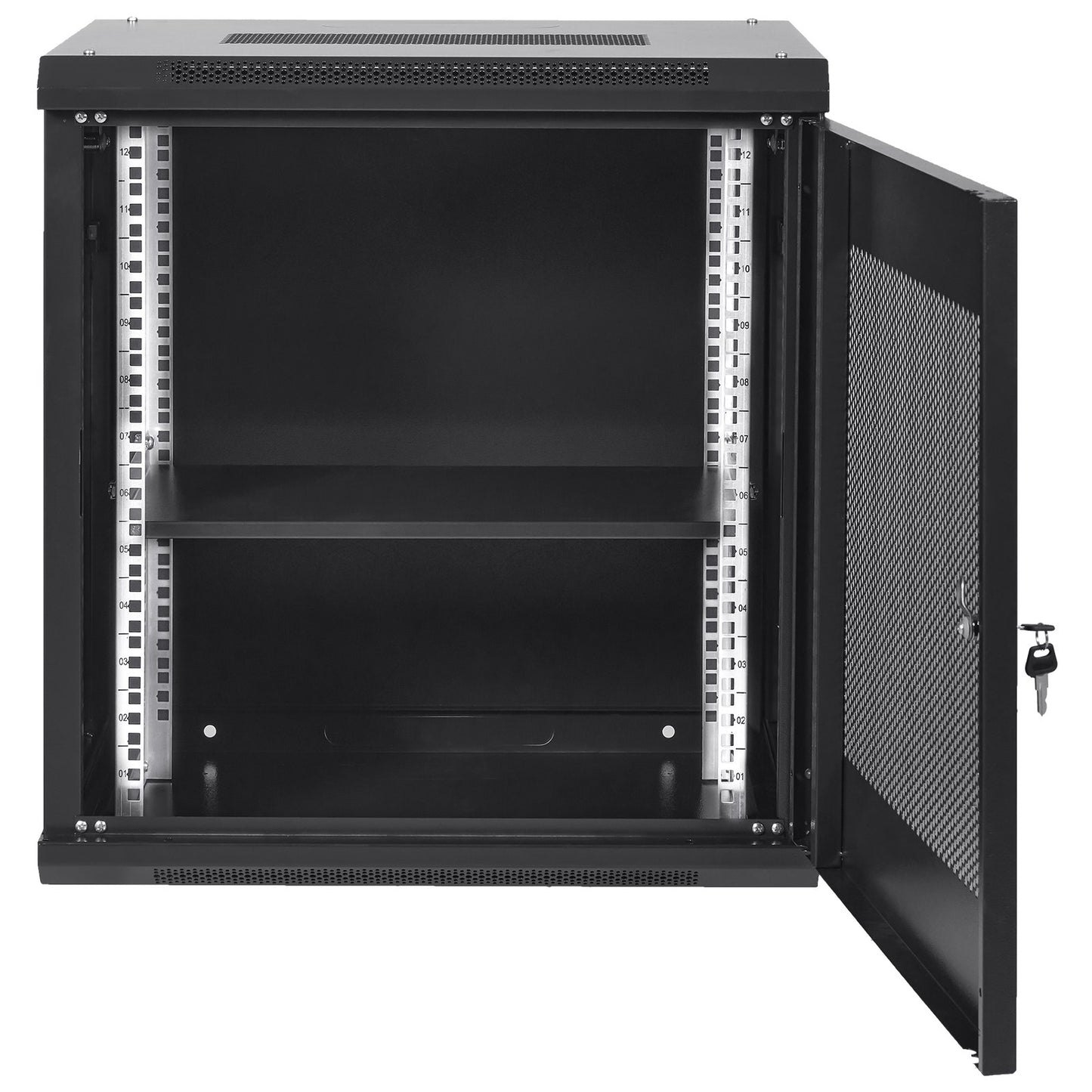 12U väggmonterad nätverksserverskåp, 15,5'' djup, serverrackskåp, 200 lbs Max. Markmonterad lastkapacitet, med låsande dörrsidopaneler, för IT-utrustning, A/V-enheter