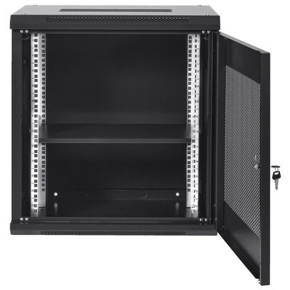 12U väggmonterad nätverksserverskåp, 15,5'' djup, serverrackskåp, 200 lbs Max. Markmonterad lastkapacitet, med låsande dörrsidopaneler, för IT-utrustning, A/V-enheter