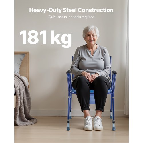Sängbordsstol 3-i-1 Upphöjd toalettsits 181 kg Justerbar höjd
