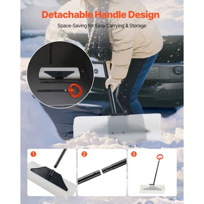 Plastic Snow Pusher 24 Inch Heavy Duty Winter Snow Plow for Driveway | EU