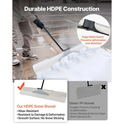 Plastic Snow Pusher, 48 Inch, Heavy Duty Winter Snow Plow for Driveway | EU