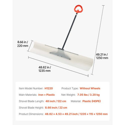 Plastic Snow Pusher, 48 Inch, Heavy Duty Winter Snow Plow for Driveway | EU