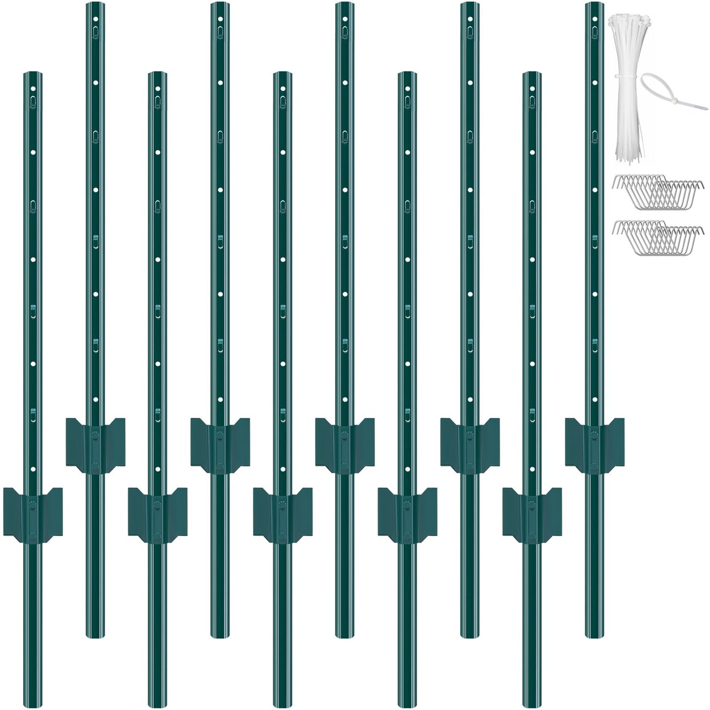 3 Foot Fence Post 10-Pack T-Post Heavy Duty Metal Fence Posts Green