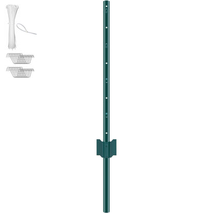 3 Foot Fence Post 10-Pack T-Post Heavy Duty Metal Fence Posts Green