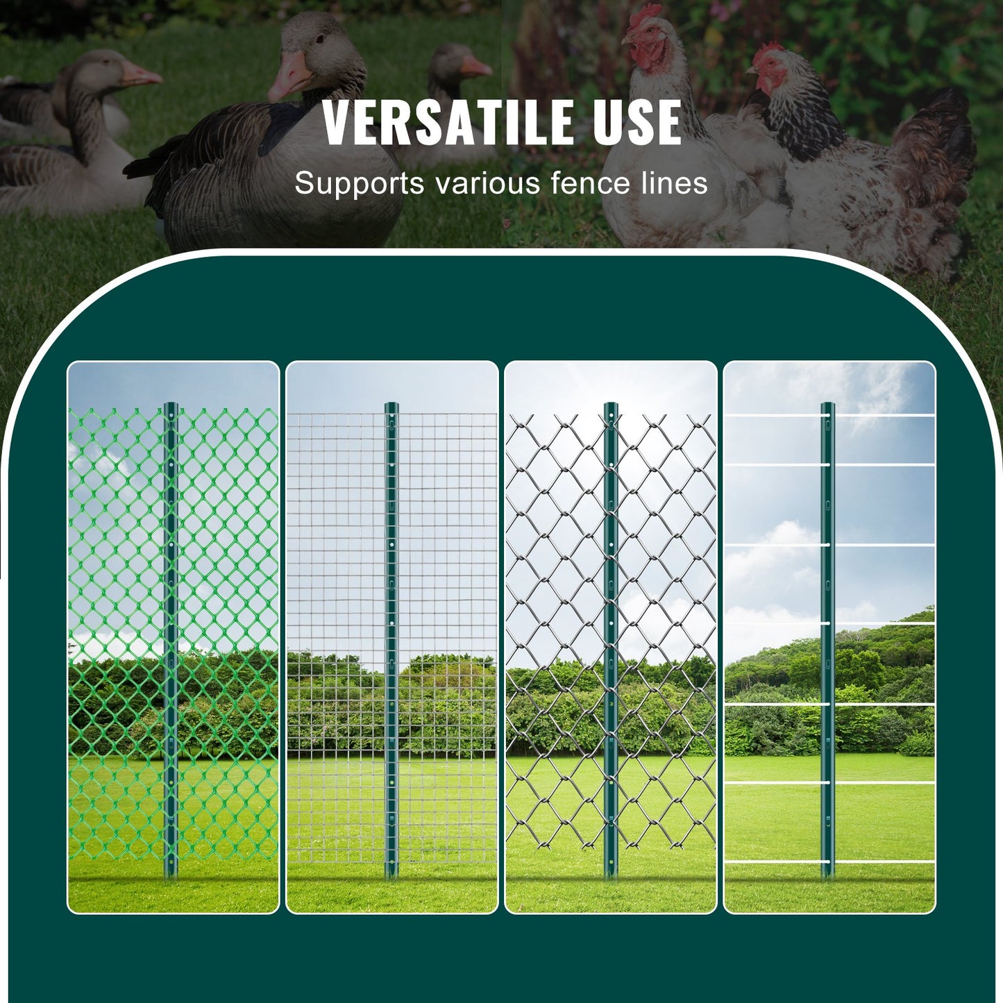 4 fot staketstolpe 10-pack T-stolpe Heavy Duty metall staketstolpar grön