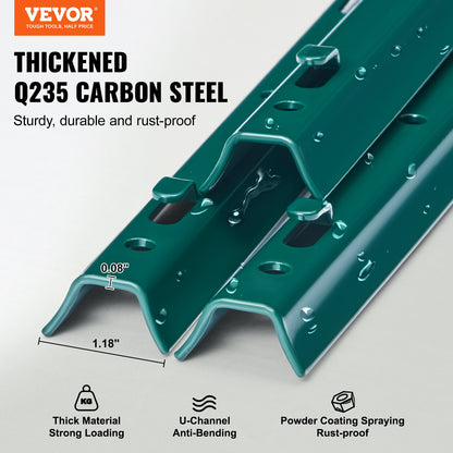 6 fot staketstolpe 6-pack T-stolpe Heavy Duty metall staketstolpar grön