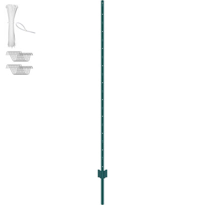 6 fot staketstolpe 6-pack T-stolpe Heavy Duty metall staketstolpar grön