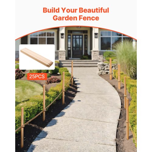 Trädgårdsstänger, 25 st 12,7×38,1×914,4 mm Mätningsstänger, Trädgårdsmarkstång med vass spets, Stödstång för granplantor, Skyltstolpar för Staket, Gränsgränser |  EU