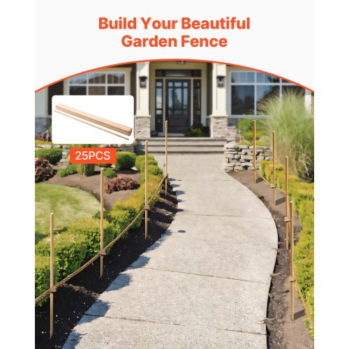 Trädgårdsstänger, 25 st 17,53×12,7×1219,2 mm, Jordstänger med vass spets, Stödstänger för granplantor, Skyltstolpar för Staket, Gräsgränser |  EU