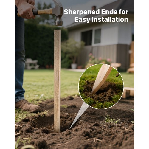Trädgårdsstänger, 25 st 17,53×12,7×1219,2 mm, Jordstänger med vass spets, Stödstänger för granplantor, Skyltstolpar för Staket, Gräsgränser |  EU