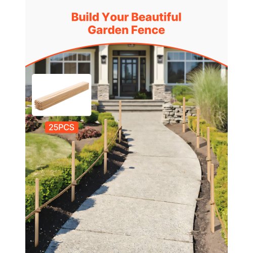 Trädgårdsstänger, 25 st 19,05×19,05×914,4 mm Mätningsstänger, Trädgårdsmarkstång med vass spets, Stödstång för granplantor, Skyltstolpar för Staket, Gränsgränser |  EU