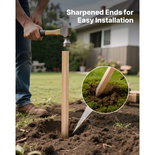 Trädgårdsstänger, 50 st 19,05×19,05×914,4 mm Mätningsstänger, Trädgårdsmarkstång med vass spets, Stödstång för granplantor, Skyltstolpar för Staket, Gränsgränser |  EU
