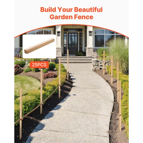 Trädgårdsstänger, 25 st 19,05×19,05×1219,2 mm Mätningsstänger, Trädgårdsmarkstång med vass spets, Stödstång för granplantor, Skyltstolpar för Staket, Gräsgränser |  EU