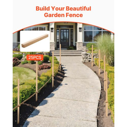 Trädgårdsstänger, 25 st 19,05×19,05×1219,2 mm Mätningsstänger, Trädgårdsmarkstång med vass spets, Stödstång för granplantor, Skyltstolpar för Staket, Gräsgränser |  EU