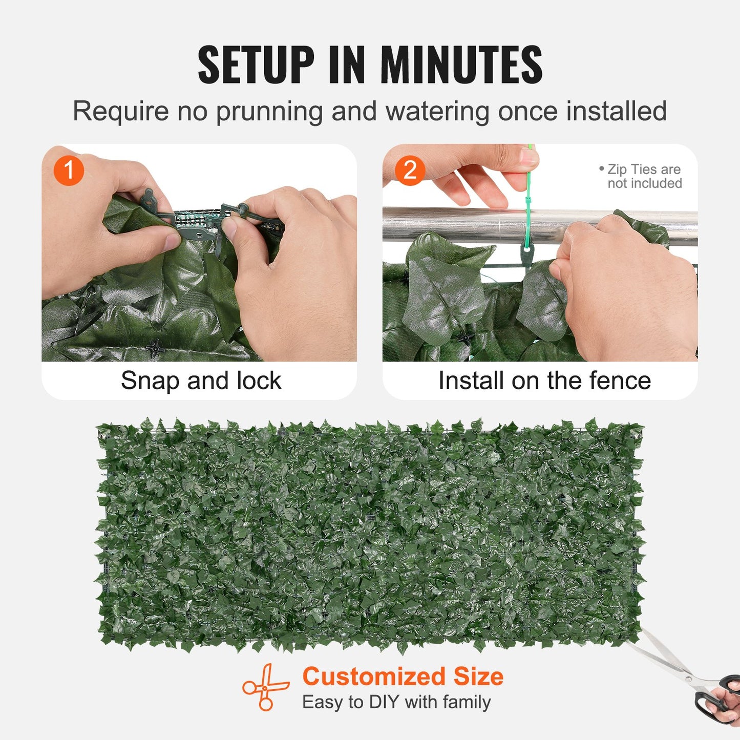 Ivy Privacy Fence, 990 x 2490 mm Artificial Green Wall Screen, Greenery Ivy Fence with Mesh Fabric and Reinforced Joint, Fake Hedges Vine Leaf Decoration for Outdoor Garden, Backyard