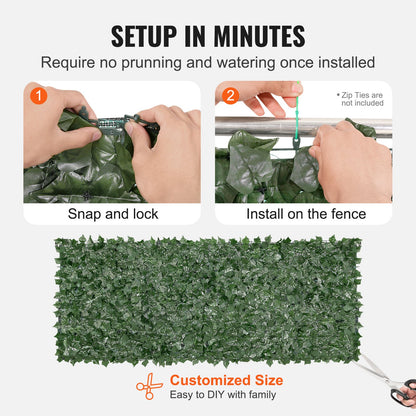 Ivy Privacy Fence, 990 x 2490 mm Artificial Green Wall Screen, Greenery Ivy Fence with Mesh Fabric and Reinforced Joint, Fake Hedges Vine Leaf Decoration for Outdoor Garden, Backyard
