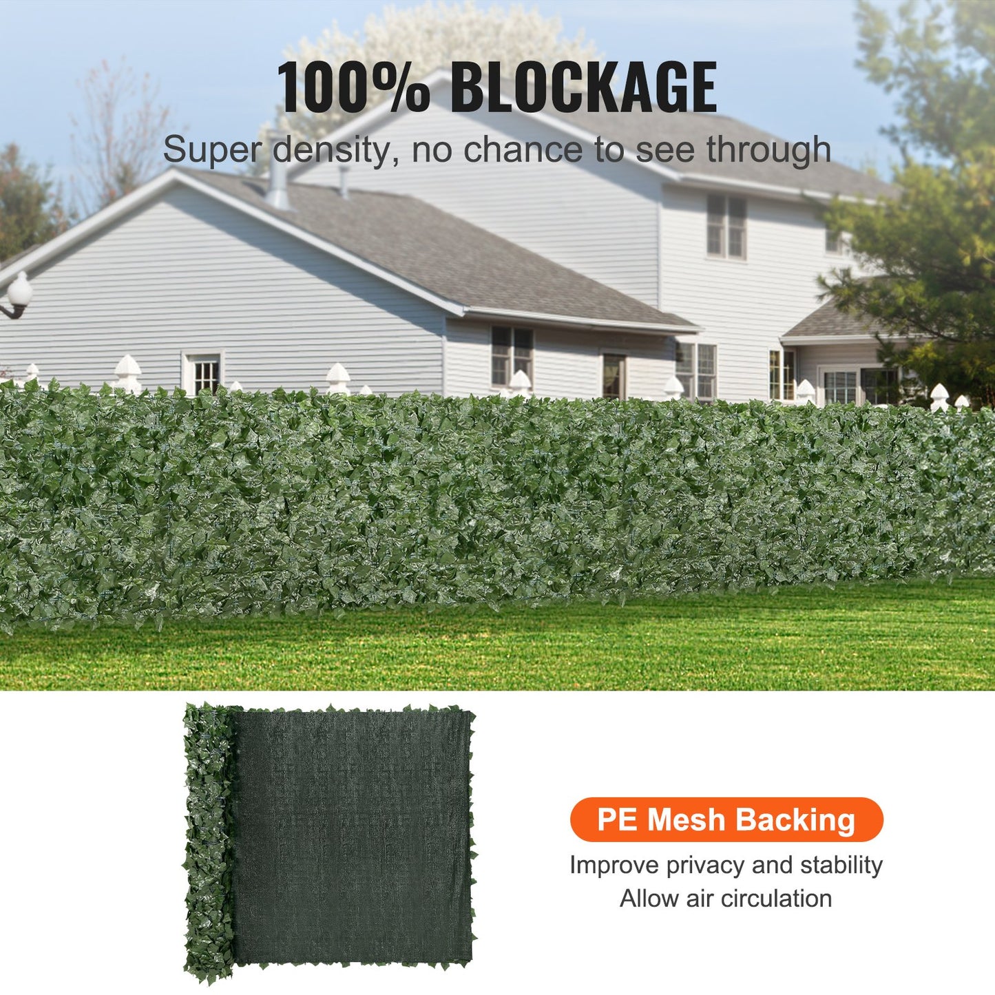Ivy Privacy-staket, 1,5 x 3 m konstgjord grön väggskärm, grönt Ivy-staket med nättyg och förstärkt fog, falska häckar Vinbladsdekoration för utomhusträdgård, gård, balkong
