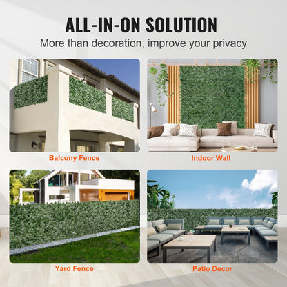 Ivy Privacy-staket, 1,5 x 3 m konstgjord grön väggskärm, grönt Ivy-staket med nättyg och förstärkt fog, falska häckar Vinbladsdekoration för utomhusträdgård, gård, balkong