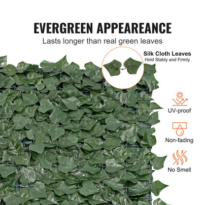Ivy Privacy-staket, 1,5 x 4 m konstgjord grön väggskärm, grönt Ivy-staket med nättyg och förstärkt fog, falska häckar Vinbladsdekoration för utomhusträdgård, gård, balkong