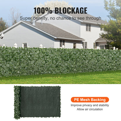 Ivy Privacy-staket, 1,5 x 4 m konstgjord grön väggskärm, grönt Ivy-staket med nättyg och förstärkt fog, falska häckar Vinbladsdekoration för utomhusträdgård, gård, balkong