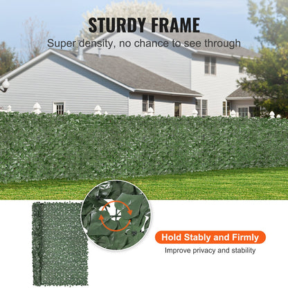 Ivy Privacy Fence, 2440 x 1830 mm Artificiell grön väggskärm, grönt Ivy staket med förstärkt fog, Faux häckar Vinbladsdekoration för utomhusträdgård, gård, balkong, uteplatsdekor