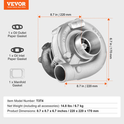 Turbo Turbo med packningssats för 1,5L-4,0L motorvolym