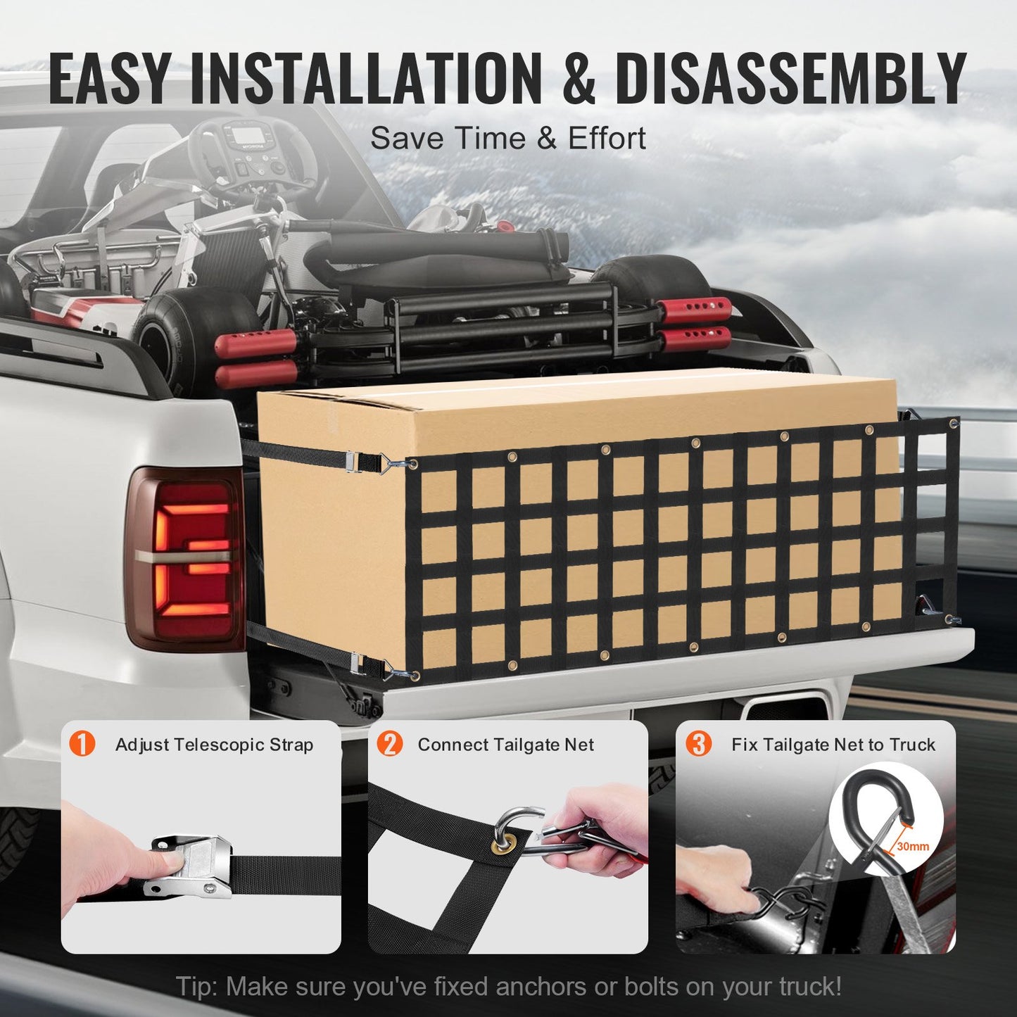 Heckklappennetz Pickup-Truck Heckklappennetz 60" x 18" für Full-Size-Trucks