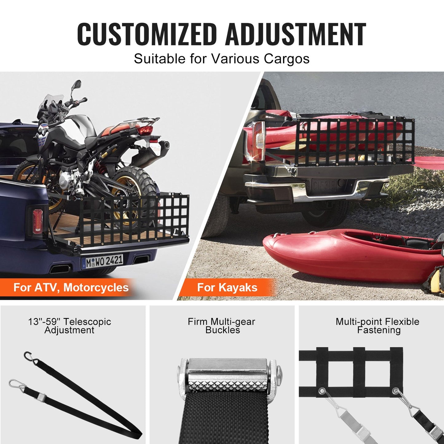 Heckklappennetz Pickup-Truck Heckklappennetz 60" x 18" für Full-Size-Trucks