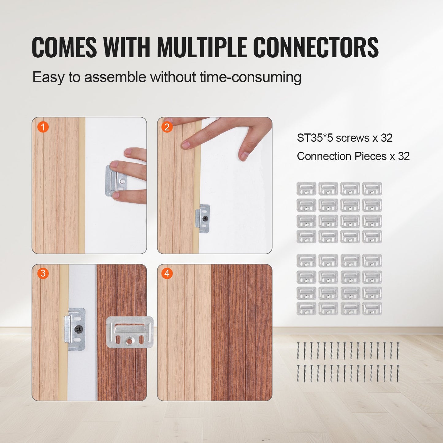 Trälameller akustikpaneler 8 st 96 x 6 tum WPC för modernt väggaskträ