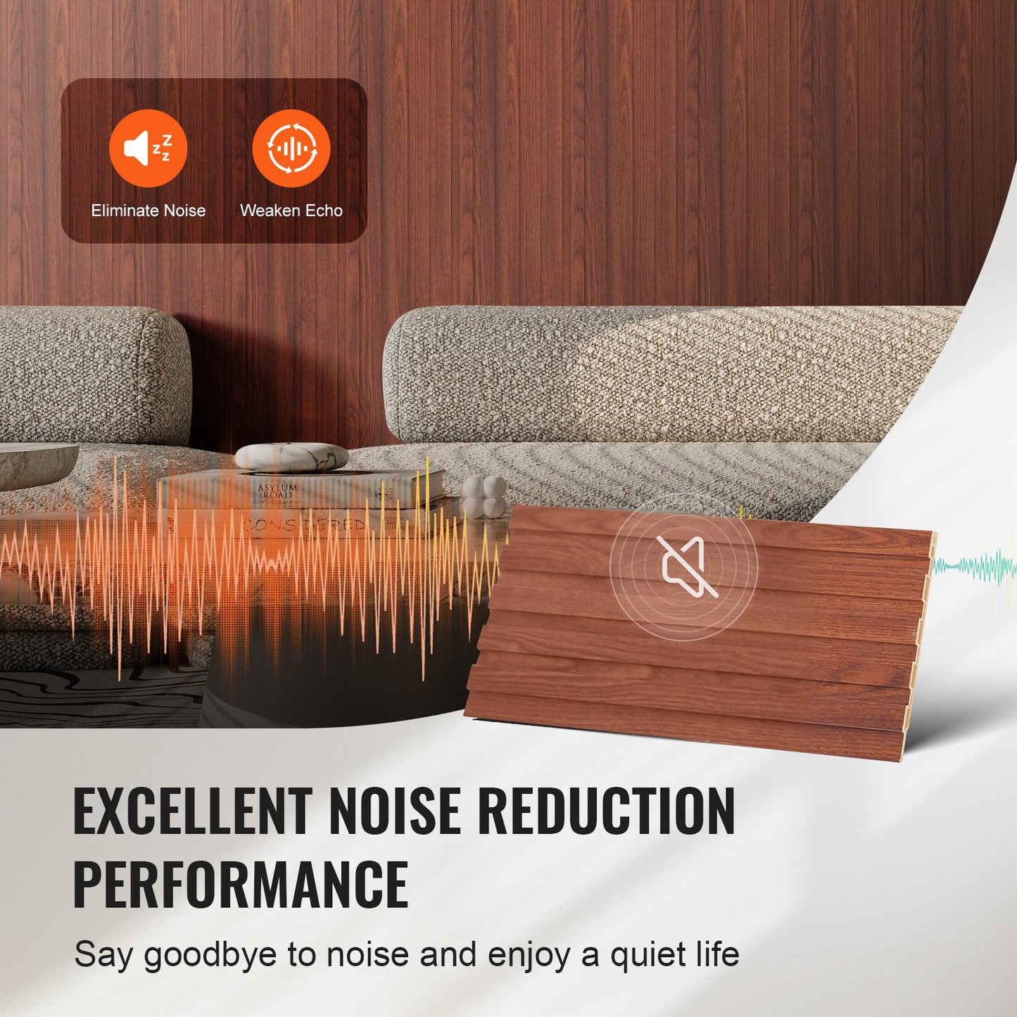 Trälameller akustikpaneler 8 st 96 x 6 tum för modern vägg svart valnöt