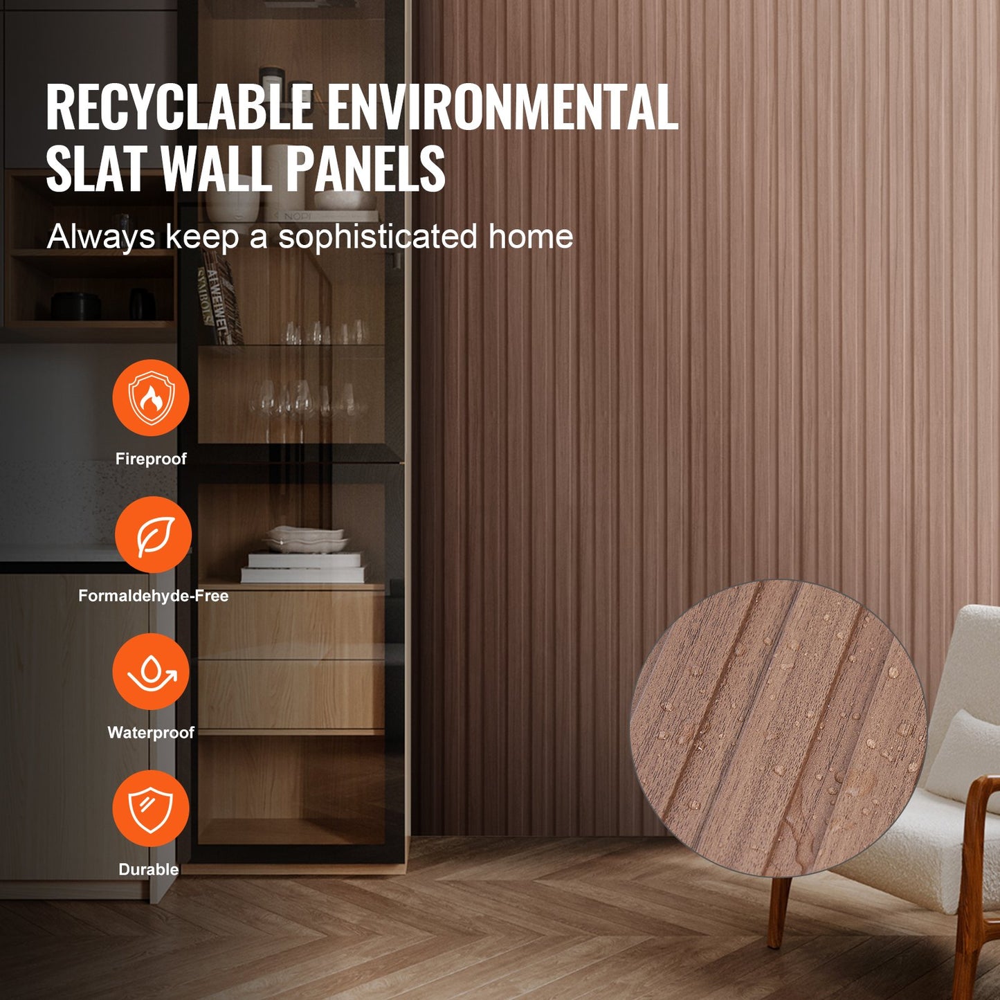 Trälameller akustikpaneler 8 st 96 x 6 tum WPC för modern vägggrå ek