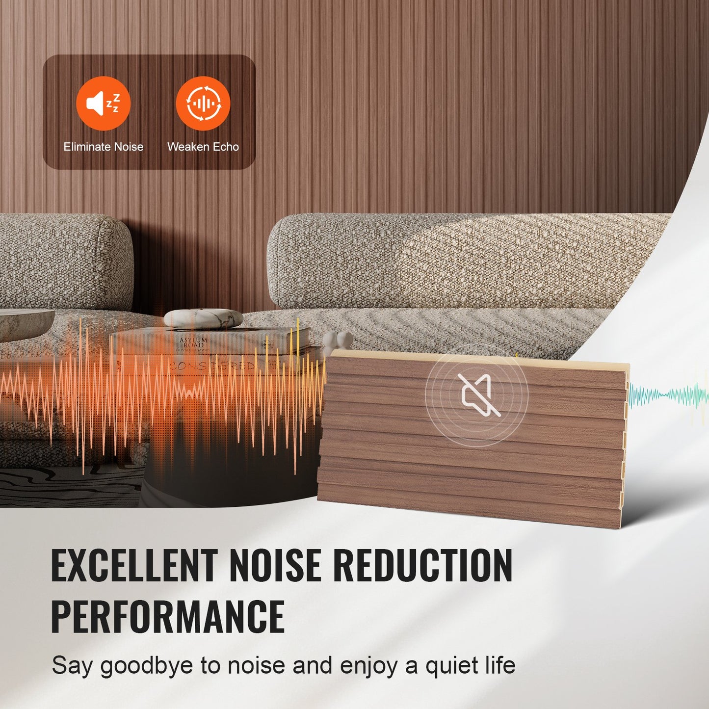 Trälameller akustikpaneler 8 st 96 x 6 tum WPC för modern vägggrå ek