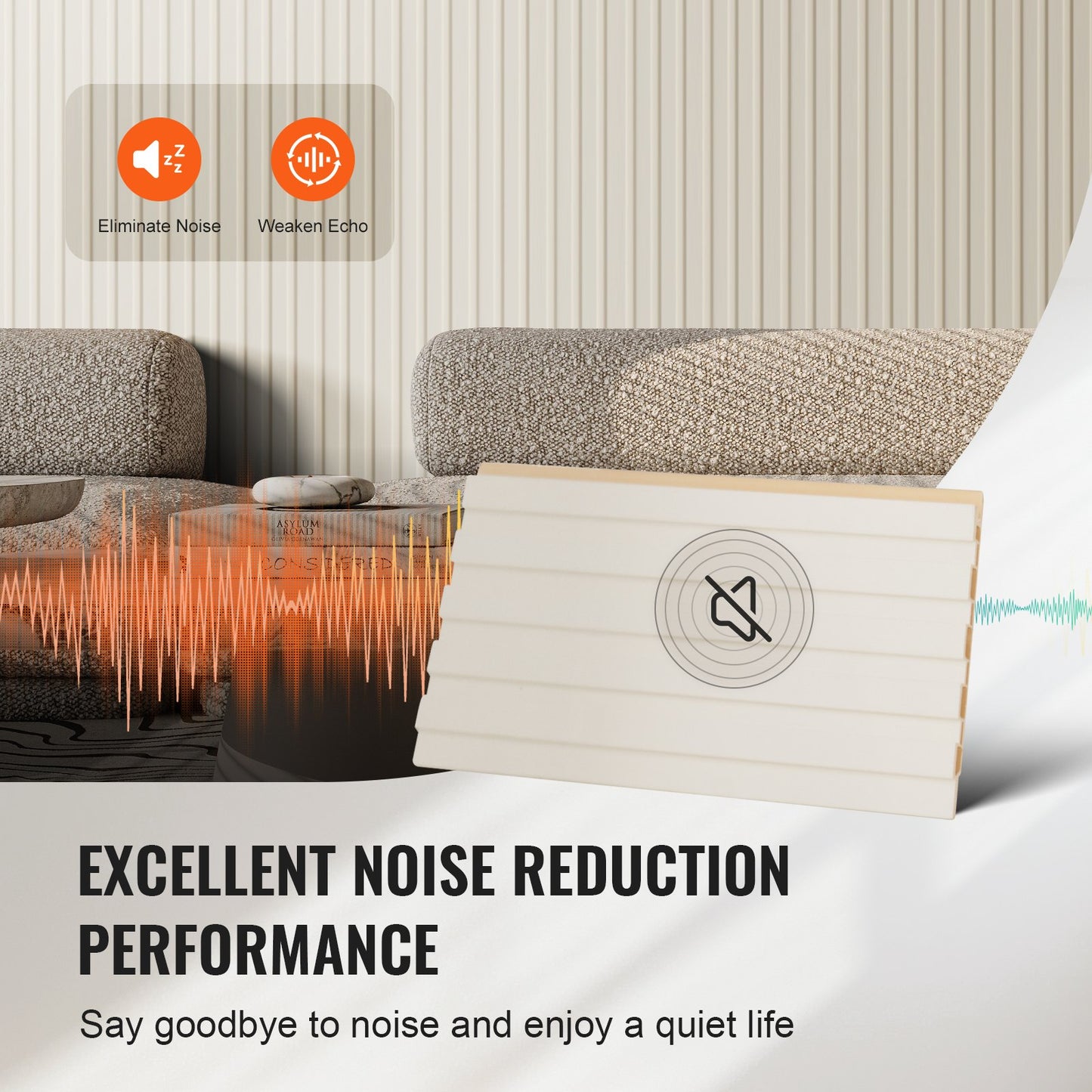 Trälameller akustikpaneler 8 st 96 x 6 tum för modern vägg matt vit