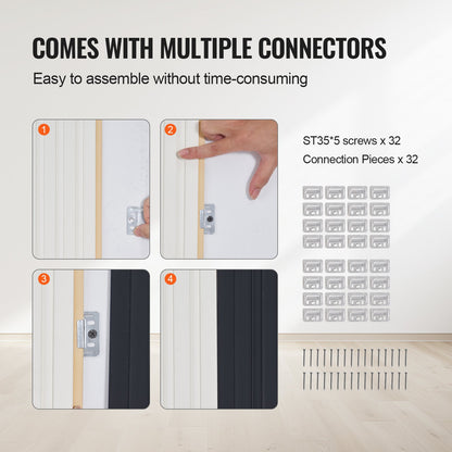 Trälameller akustikpaneler 8 st 96 x 6 tum för modern vägg matt vit
