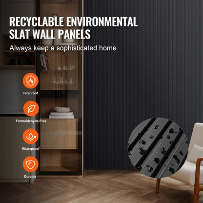 Trälameller akustikpaneler 8 st 96 x 6 tum för modern vägg mattsvart