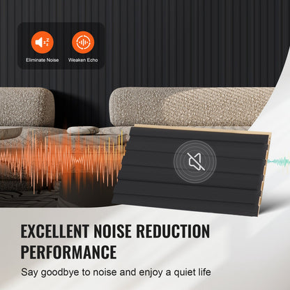 Trälameller akustikpaneler 8 st 96 x 6 tum för modern vägg mattsvart