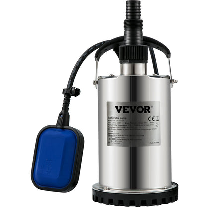Tauchwasserpumpe, 550 W, 9500 l/h, mit 10 m Kabel und automatischem Schwimmerschalter, tragbarer Edelstahl für saubere, leere überflutete Bereiche, Schwimmbäder, Whirlpools, zur Bewässerung