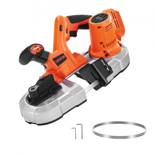 Tragbare, kabellose 20-V-Bandsäge, 2,56 Zoll Schnitttiefe, 0–92 m/min, bürstenloser Motor mit variabler Geschwindigkeit und LED-Licht zum Schneiden von Stahl, Aluminium, Kabeln, Winkeleisen, PVC-Rohren (nur Werkzeug)